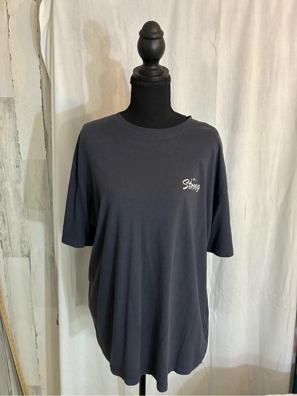 Strong Embroidered Logo Short Sleeve Tee - Navy